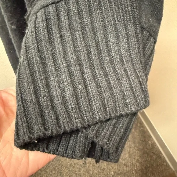 Sonoma Black Poncho Type Sweater with a cozy turtleneck and fringe detailing. - Picture 6 of 8